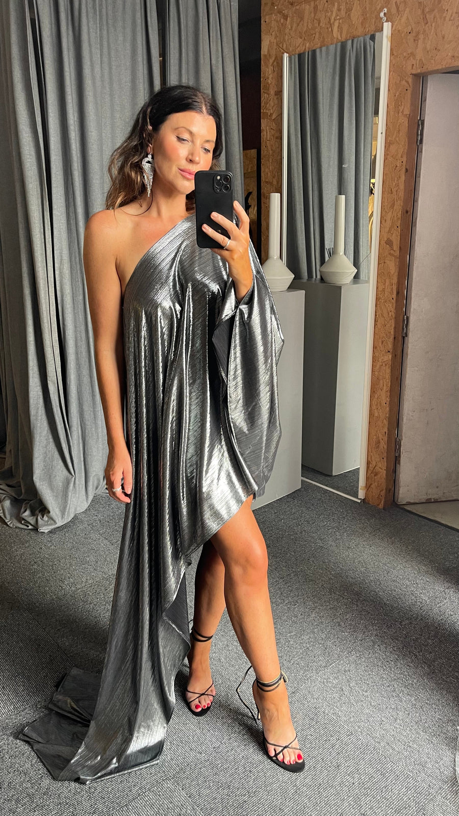 Metallic Silver Drape Dress - SALE