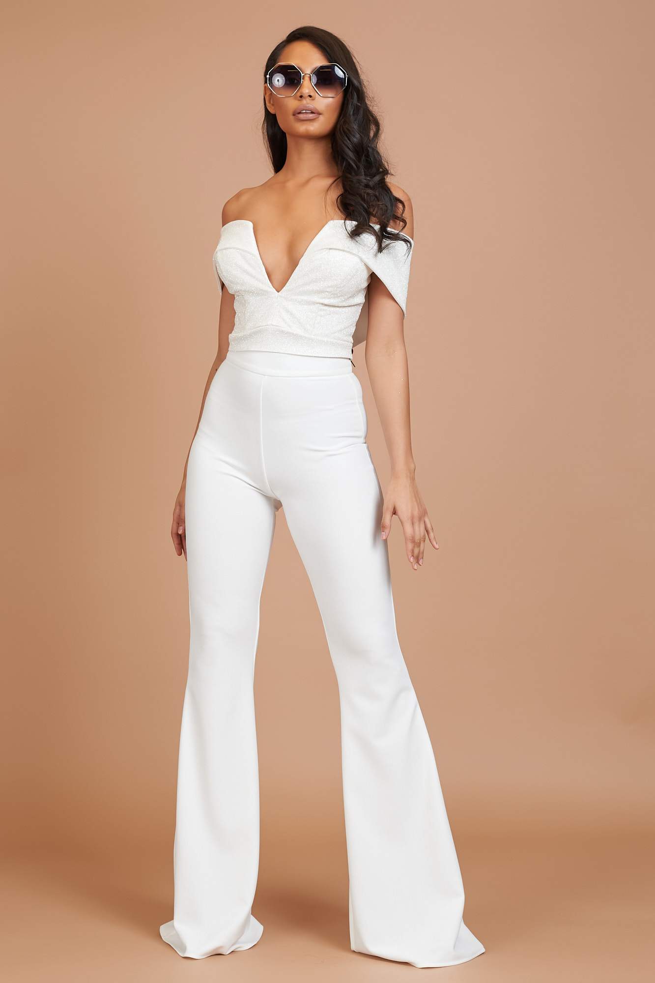 Ivory Flared Backless Jumpsuit – Kirsty Doyle Wedding