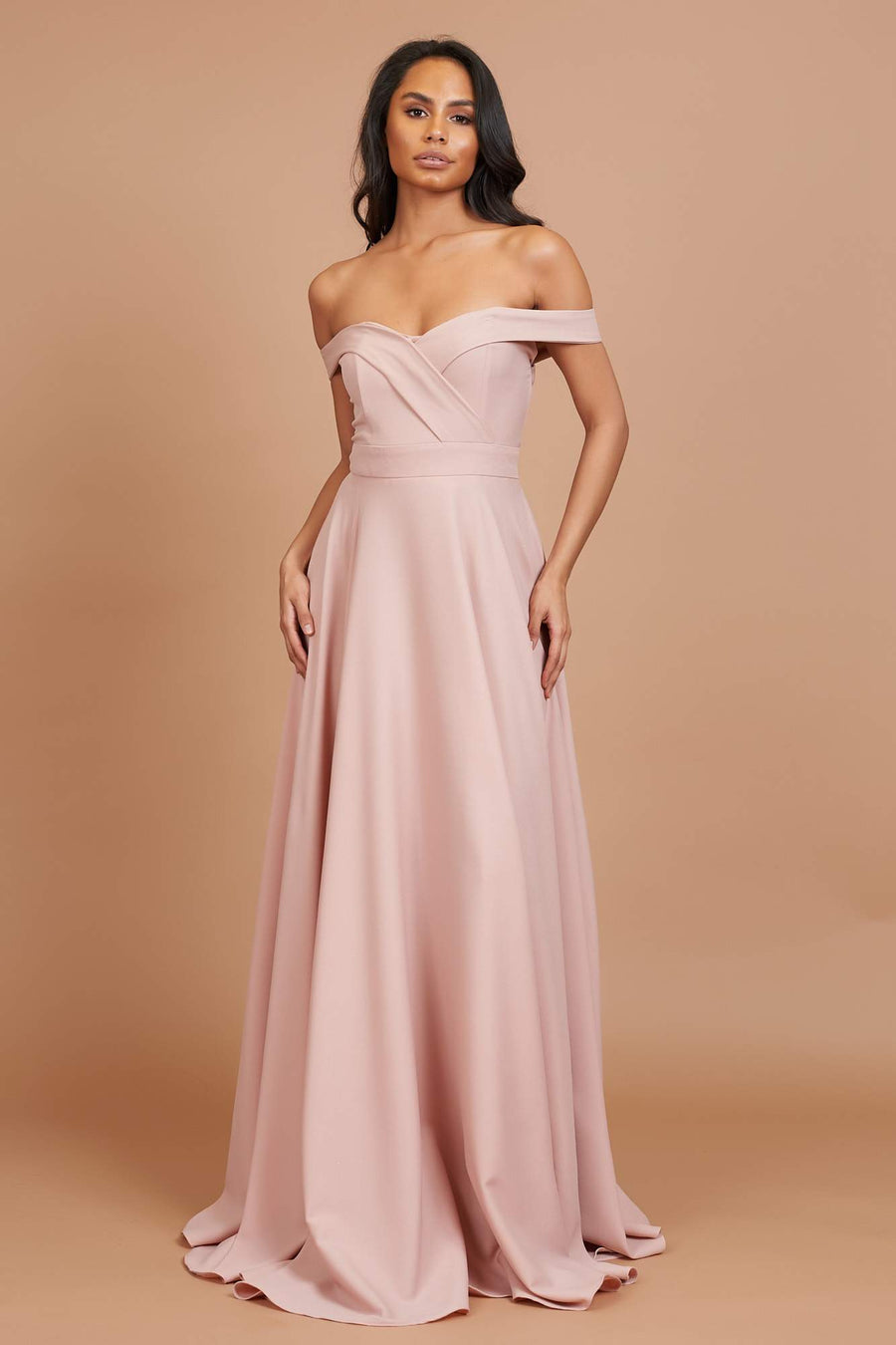 Dusty Pink Skylla Flared Bridesmaid Dress