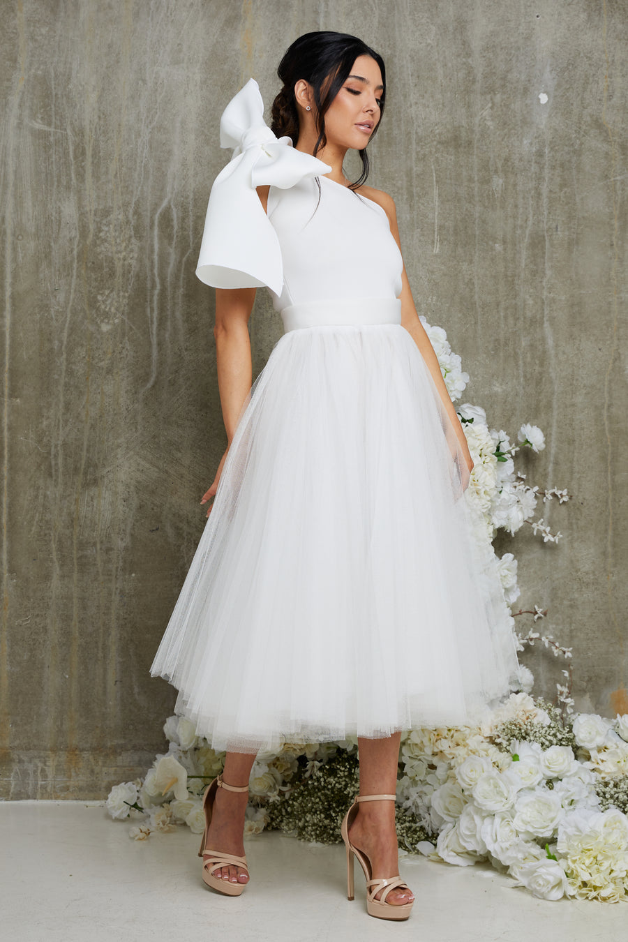 Ivory Bow Tulle Dress