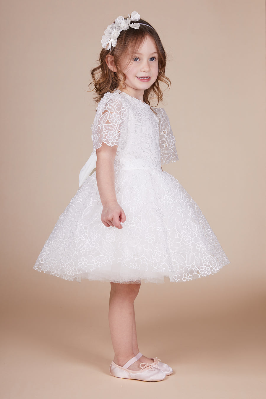 Sia White Cutwork Lace Mini Maid Dress