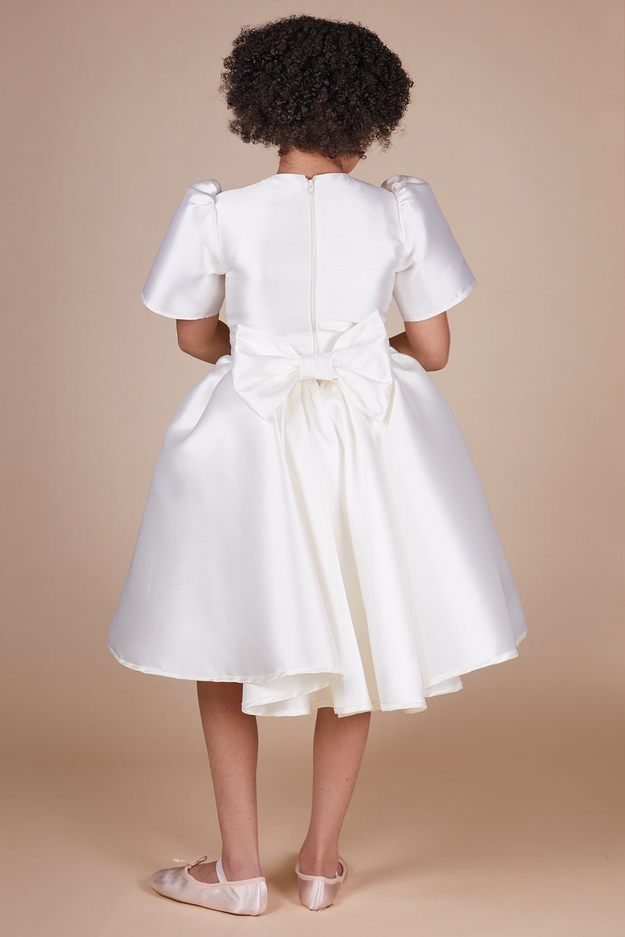 Amara Ivory Duchess Satin Mini Maid Dress