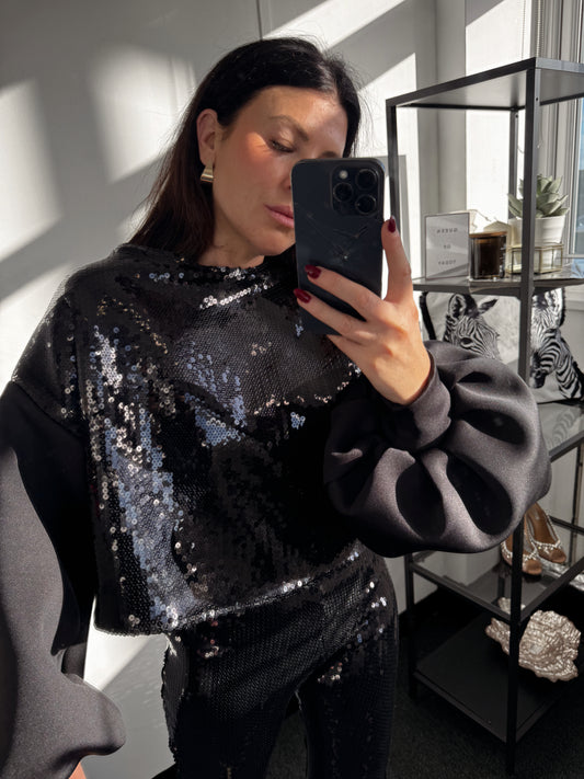 Sequin Balloon Sleeve Jumper