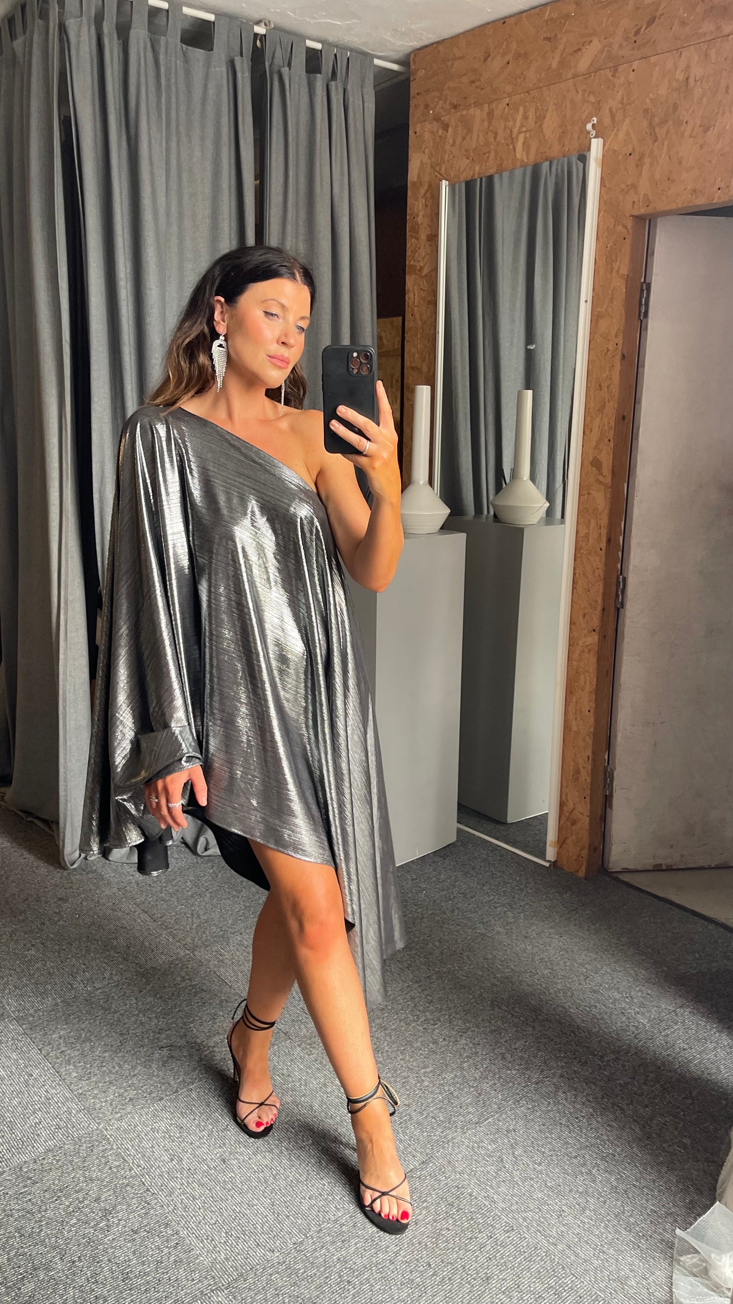 Silver Metallic Dress - shorter length.