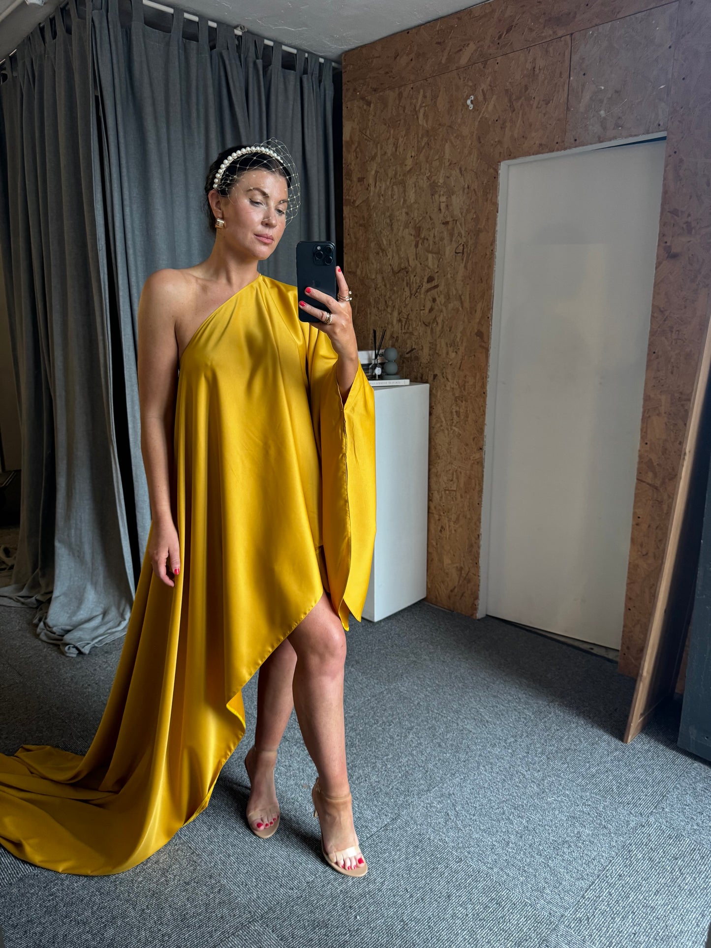 Mustard Asymmetric Drape Dress - SALE