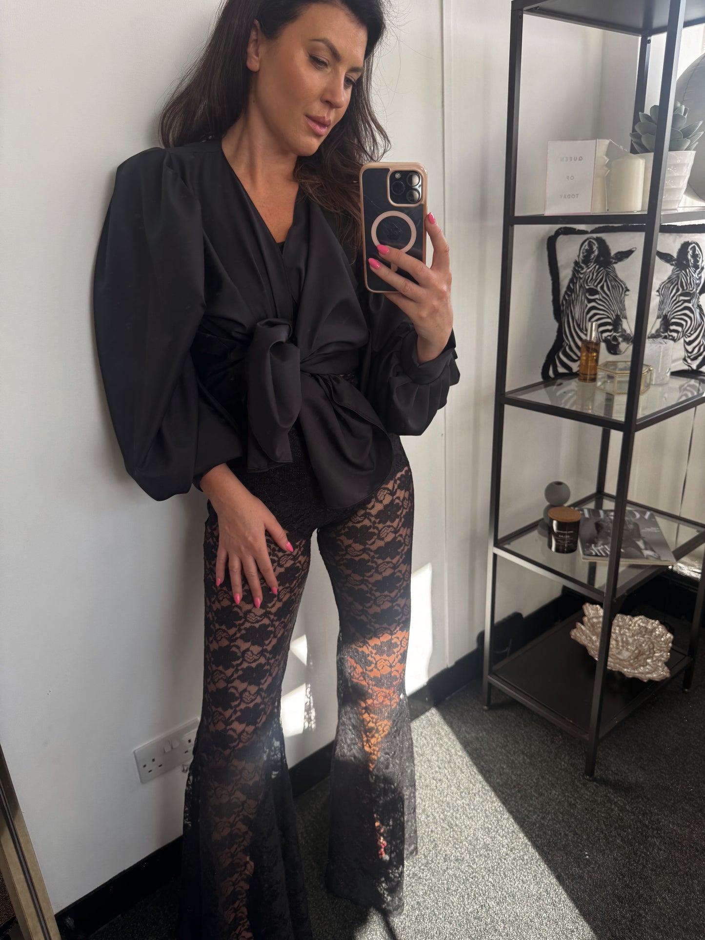 Black Delicate Lace Flares