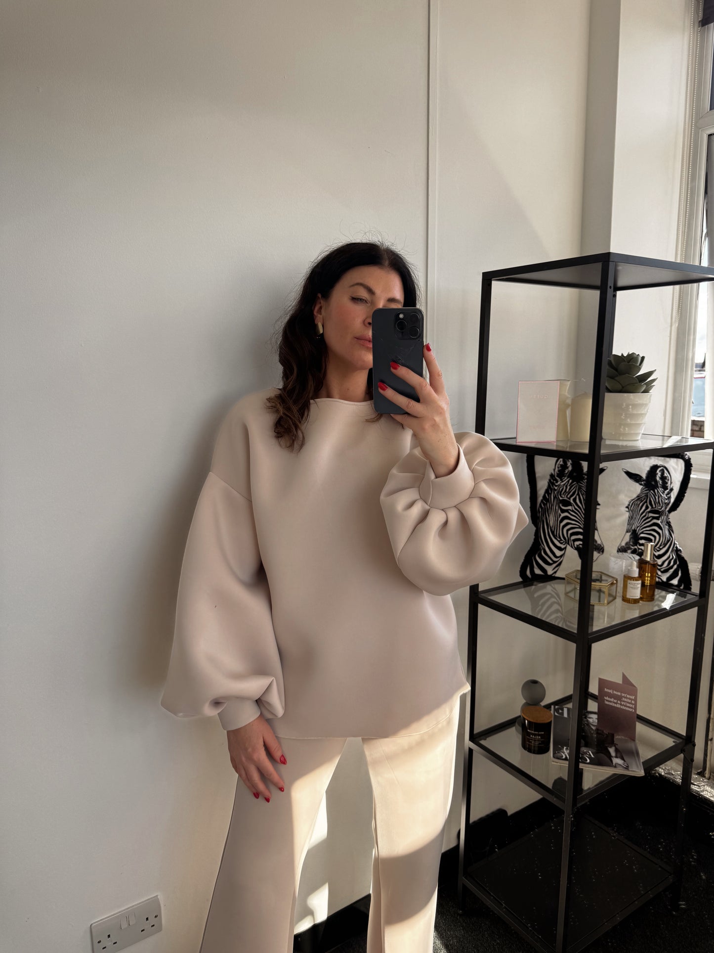 Beige Balloon Sleeve Top