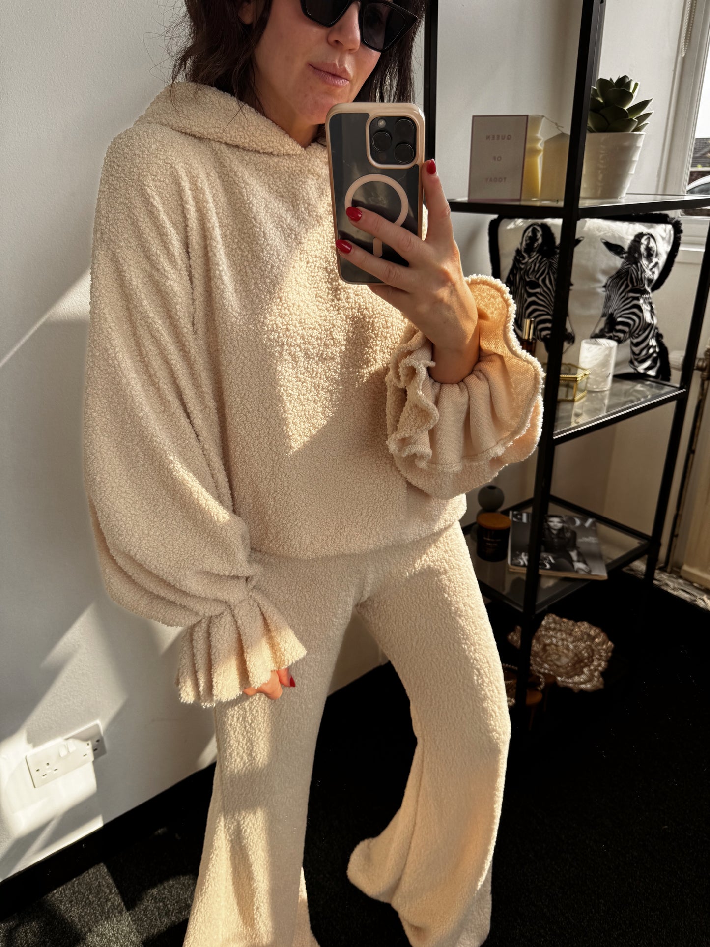 Beige Teddy Mid Flares