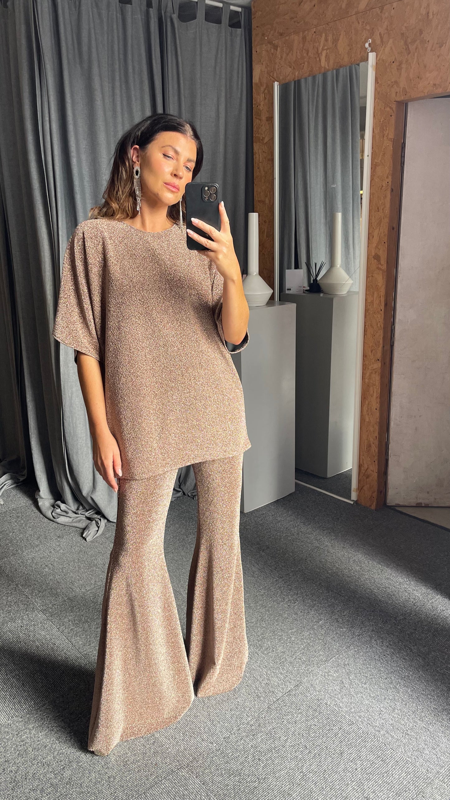 Bronze Maternity Glitter Mid Flares