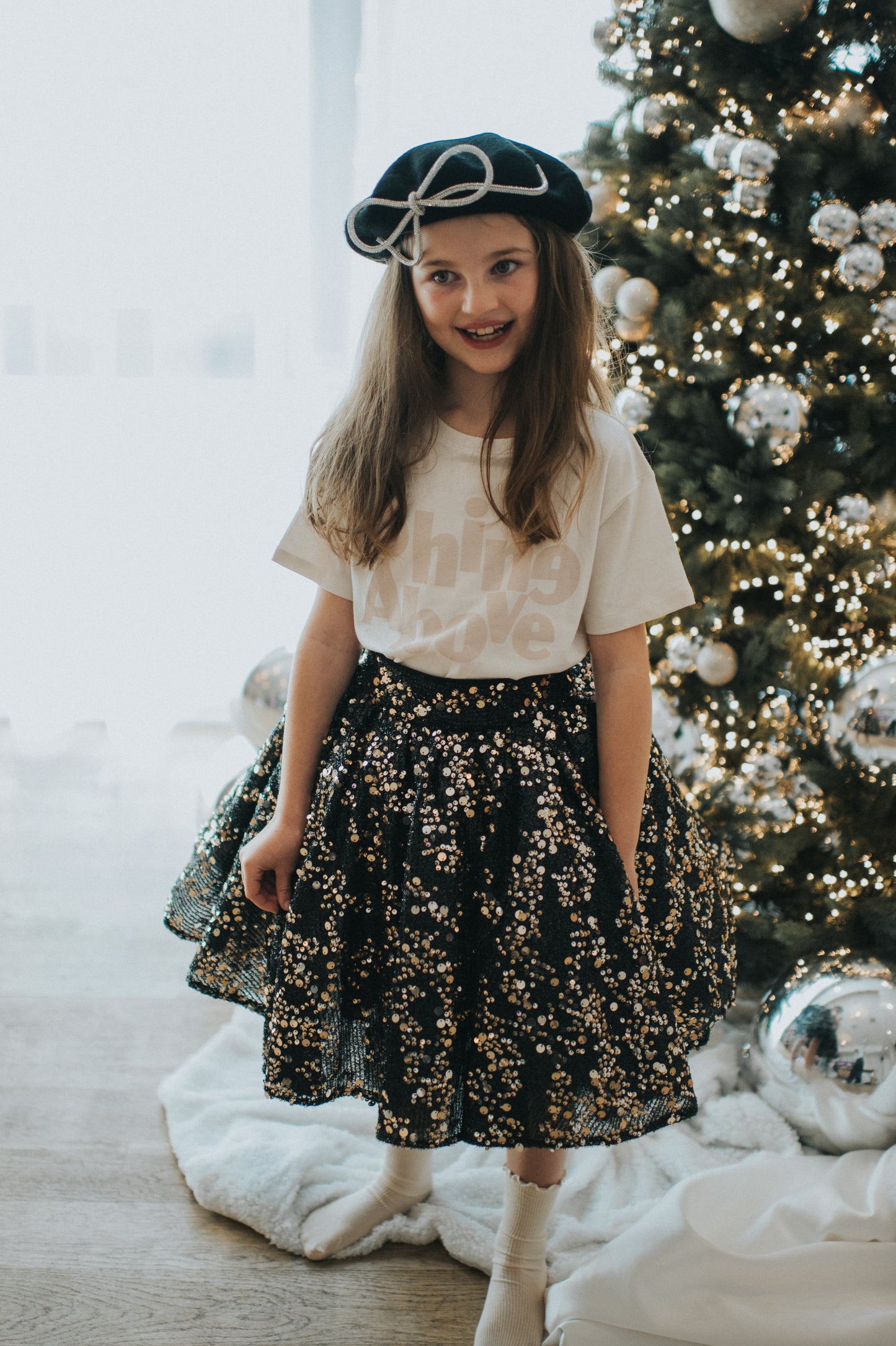 Black And Gold Sparkle Sequin Skirt