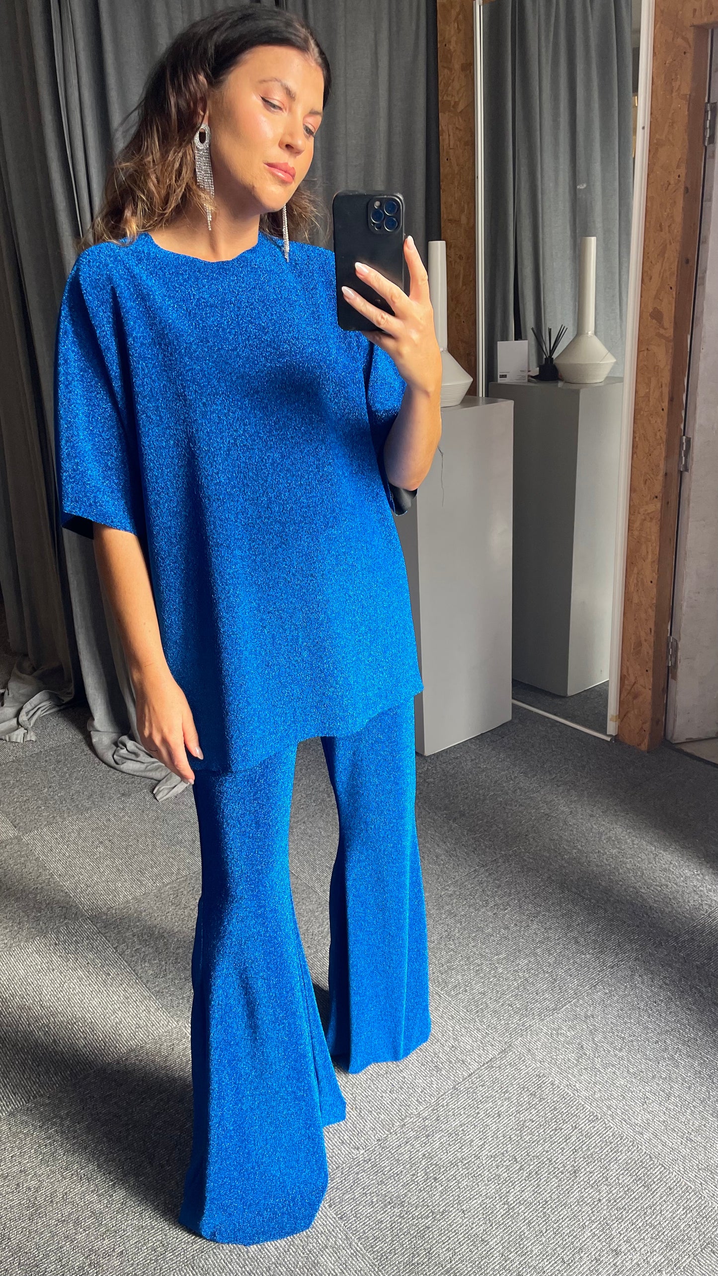 Cobalt Glitter Oversized Tee - SALE