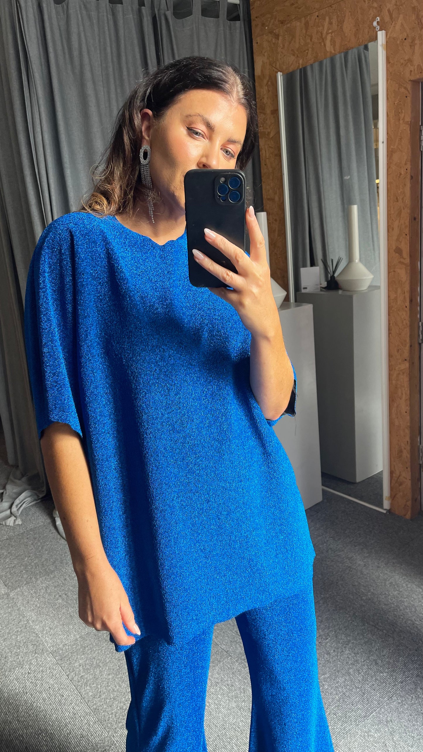 Cobalt Glitter Oversized Tee - SALE