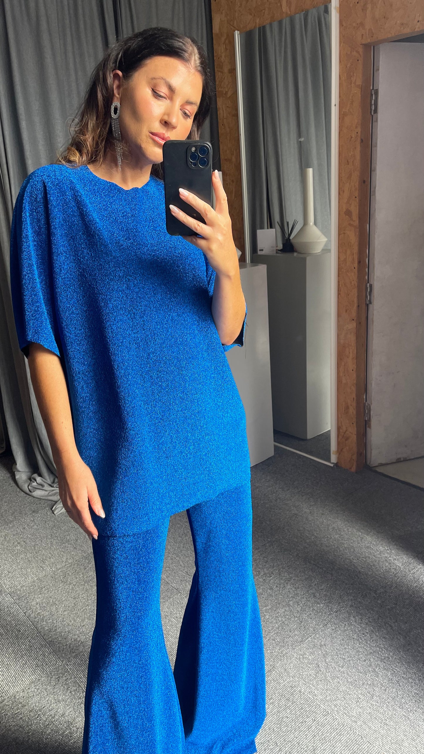 Cobalt Glitter Oversized Tee - SALE