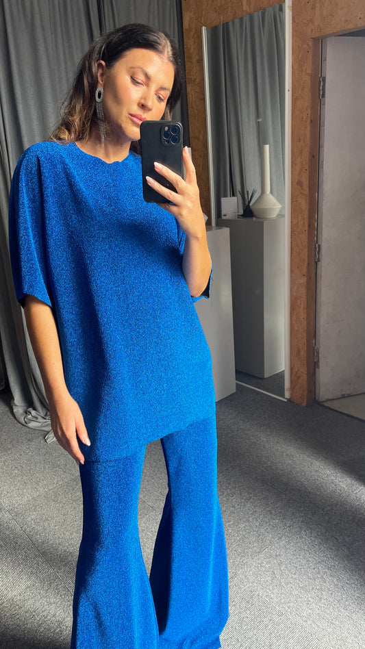 Cobalt Glitter Oversized Tee