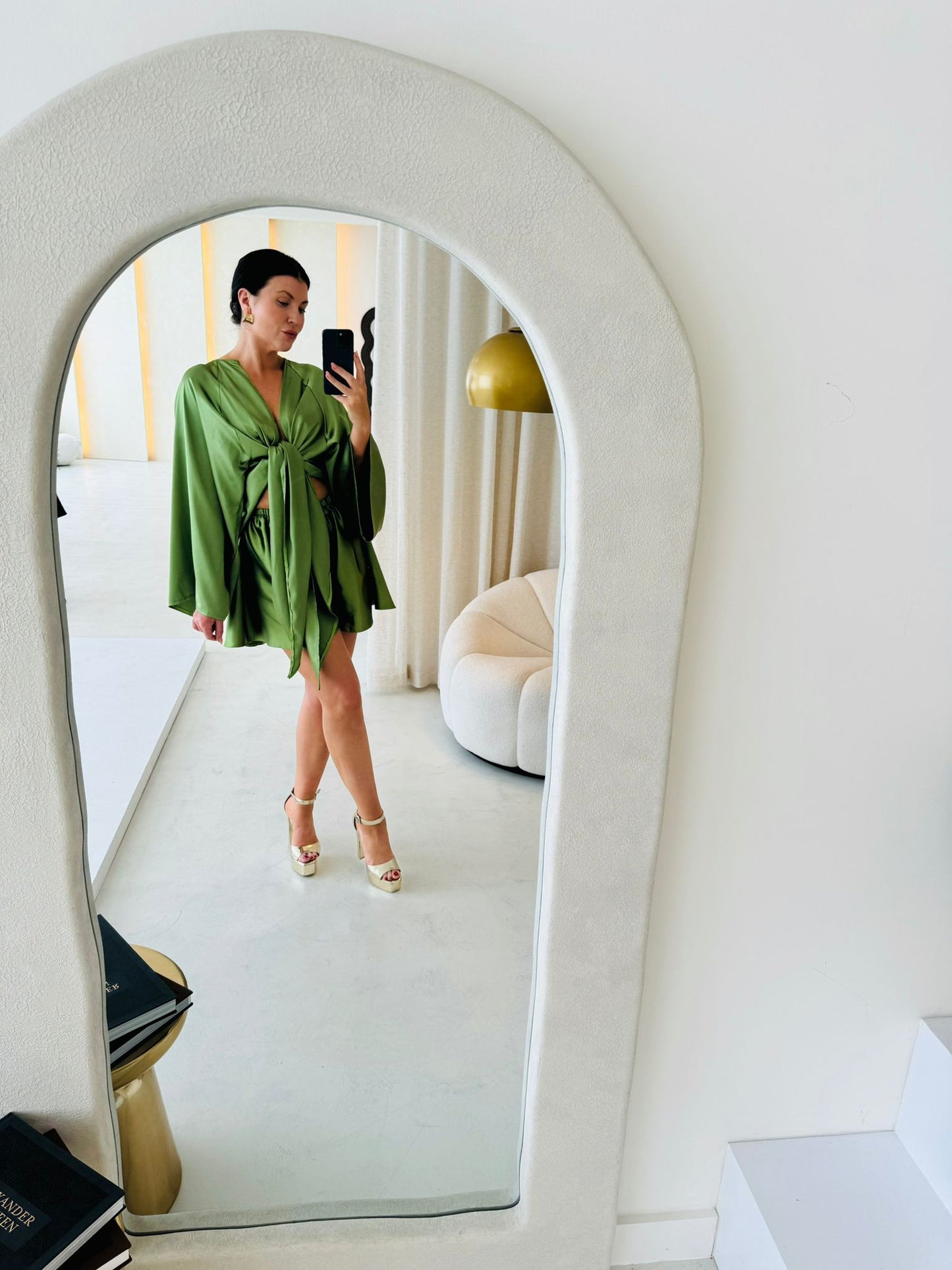 Olive Green Sheen Kimono Top