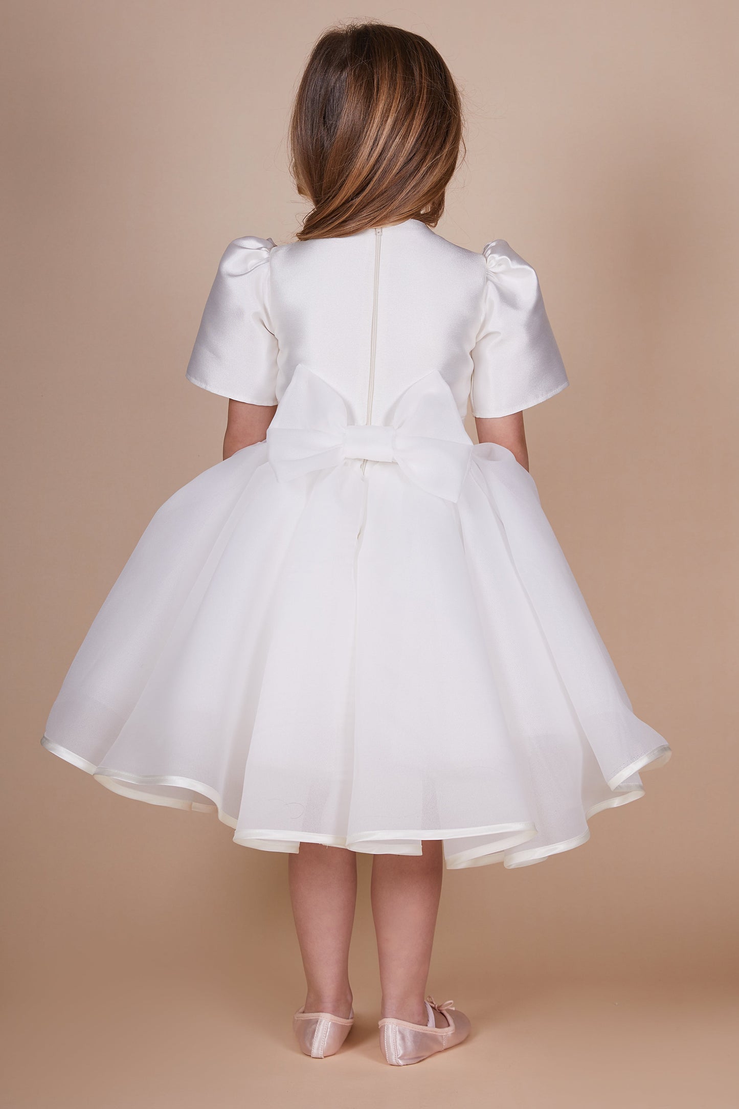 Harper Ivory Organza Bow Mini Maid Dress - SALE