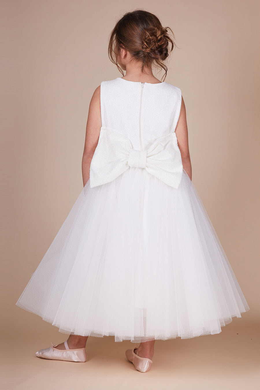 Rosie Ivory Sparkle Bow Tulle Mini Maid Dress - SALE