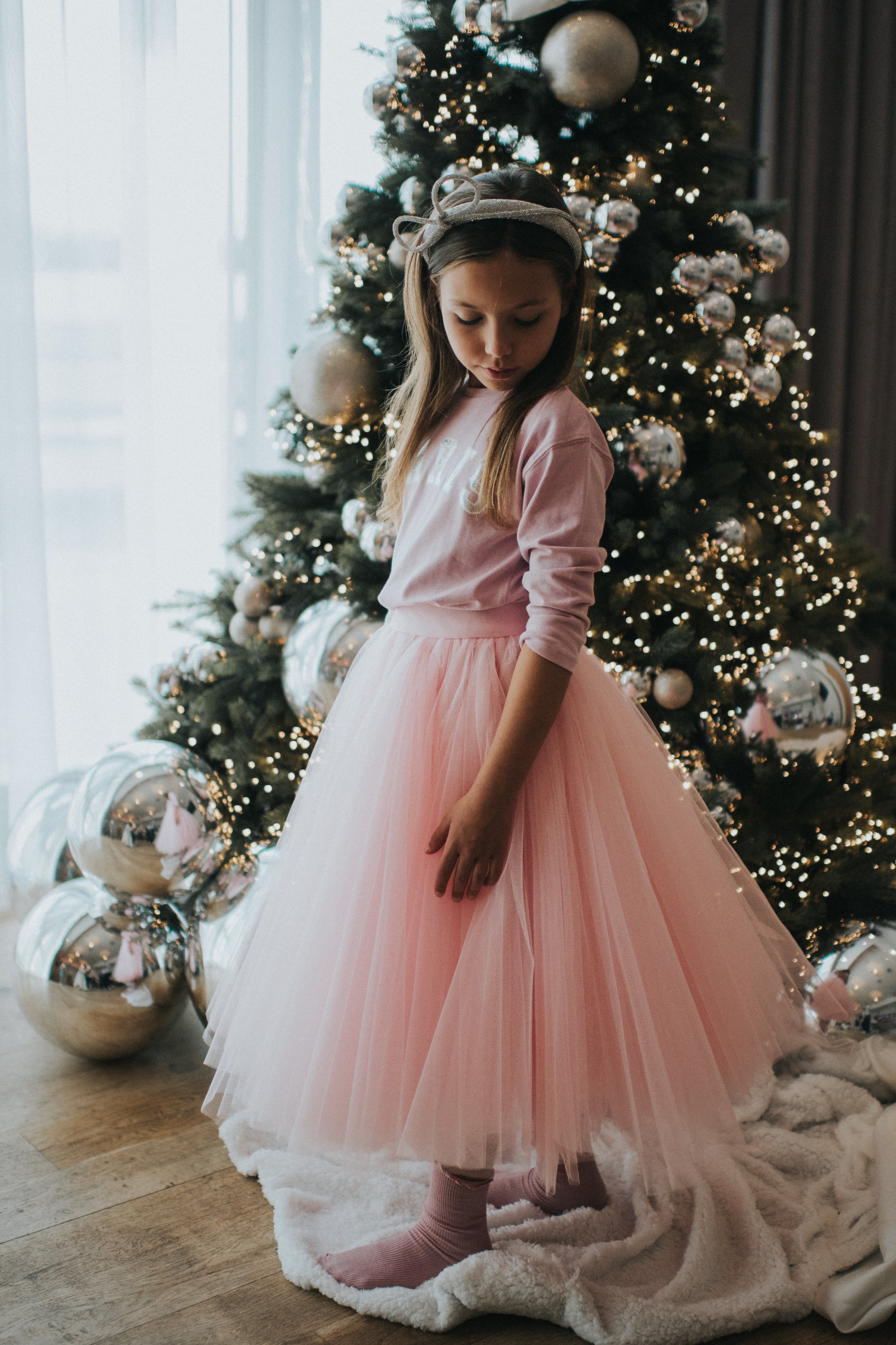 Pink Tulle Kids Midi Skirt 1 2 Years