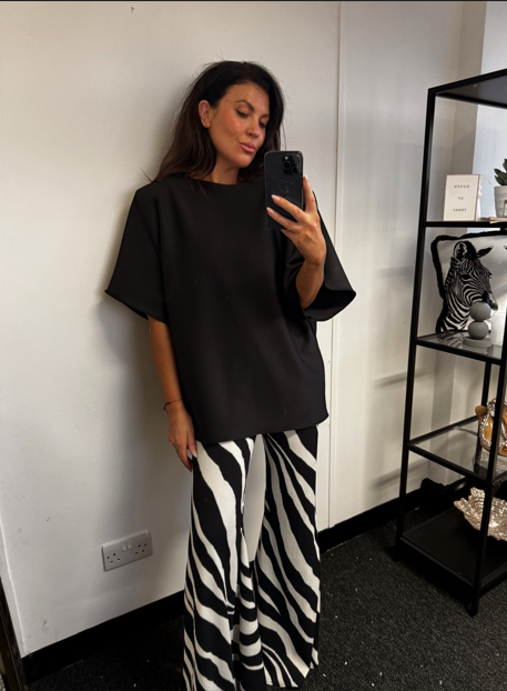 Monochrome Zebra Print Mid Flares