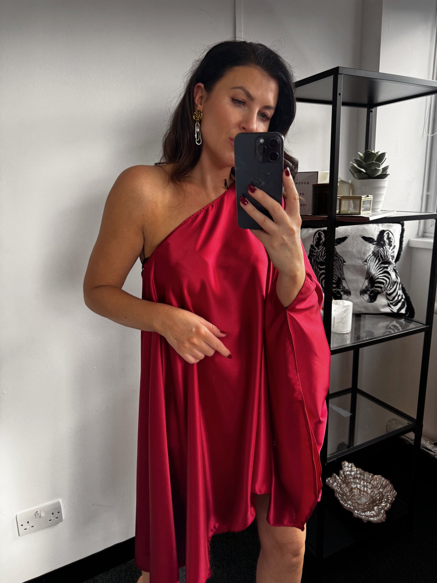 Red Mini Drape Dress/Top