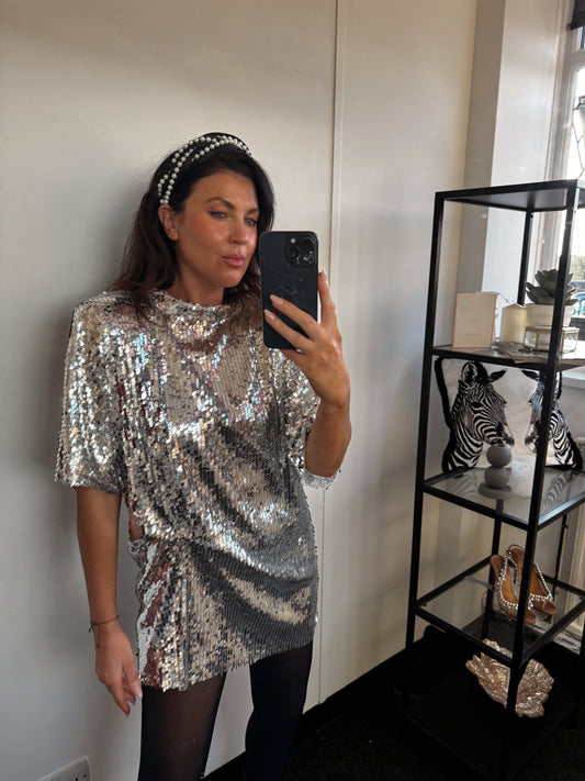 Silve Sequin Oversize T-Shirt