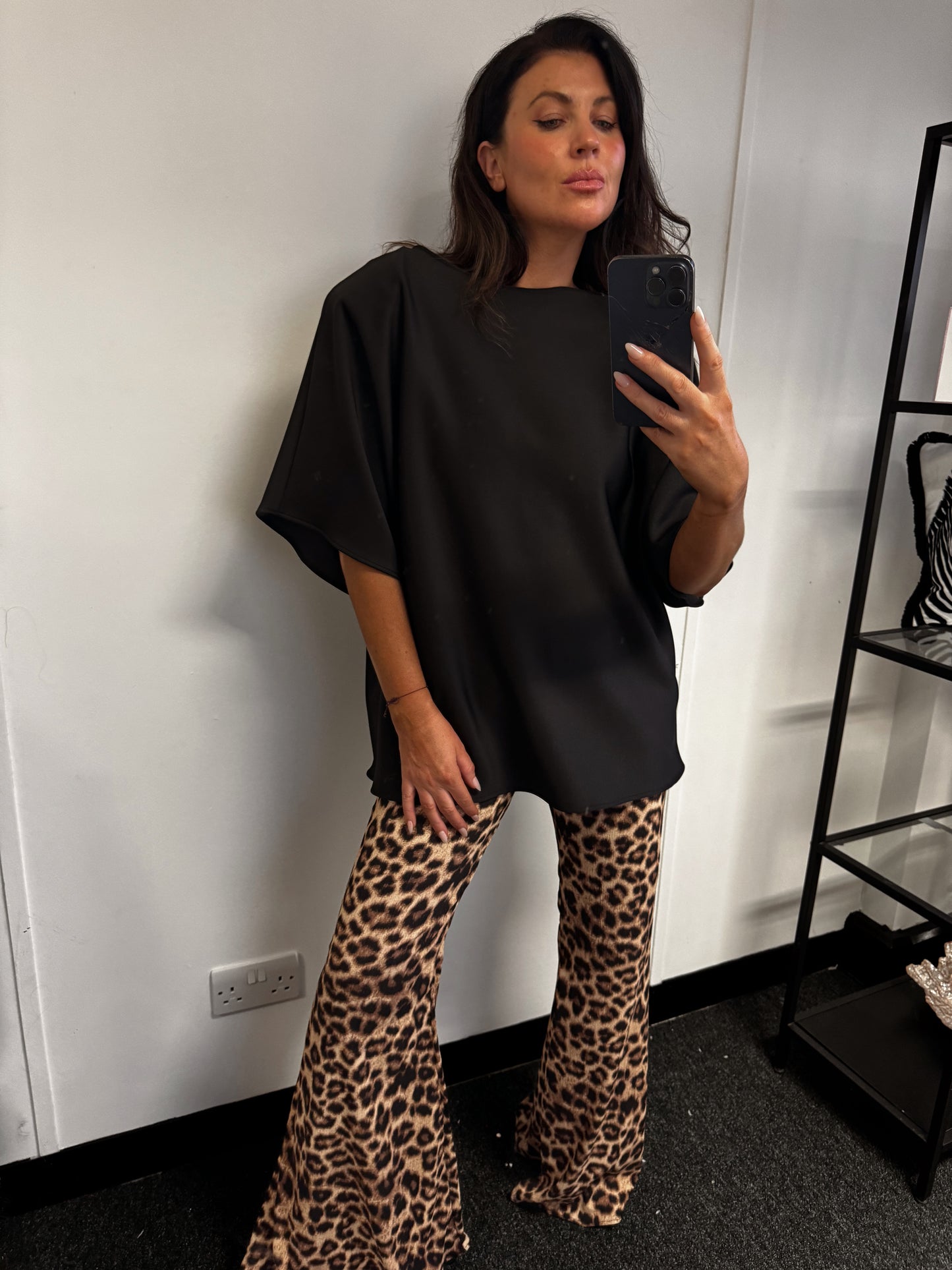 Brown Animal Print Stretch Flares