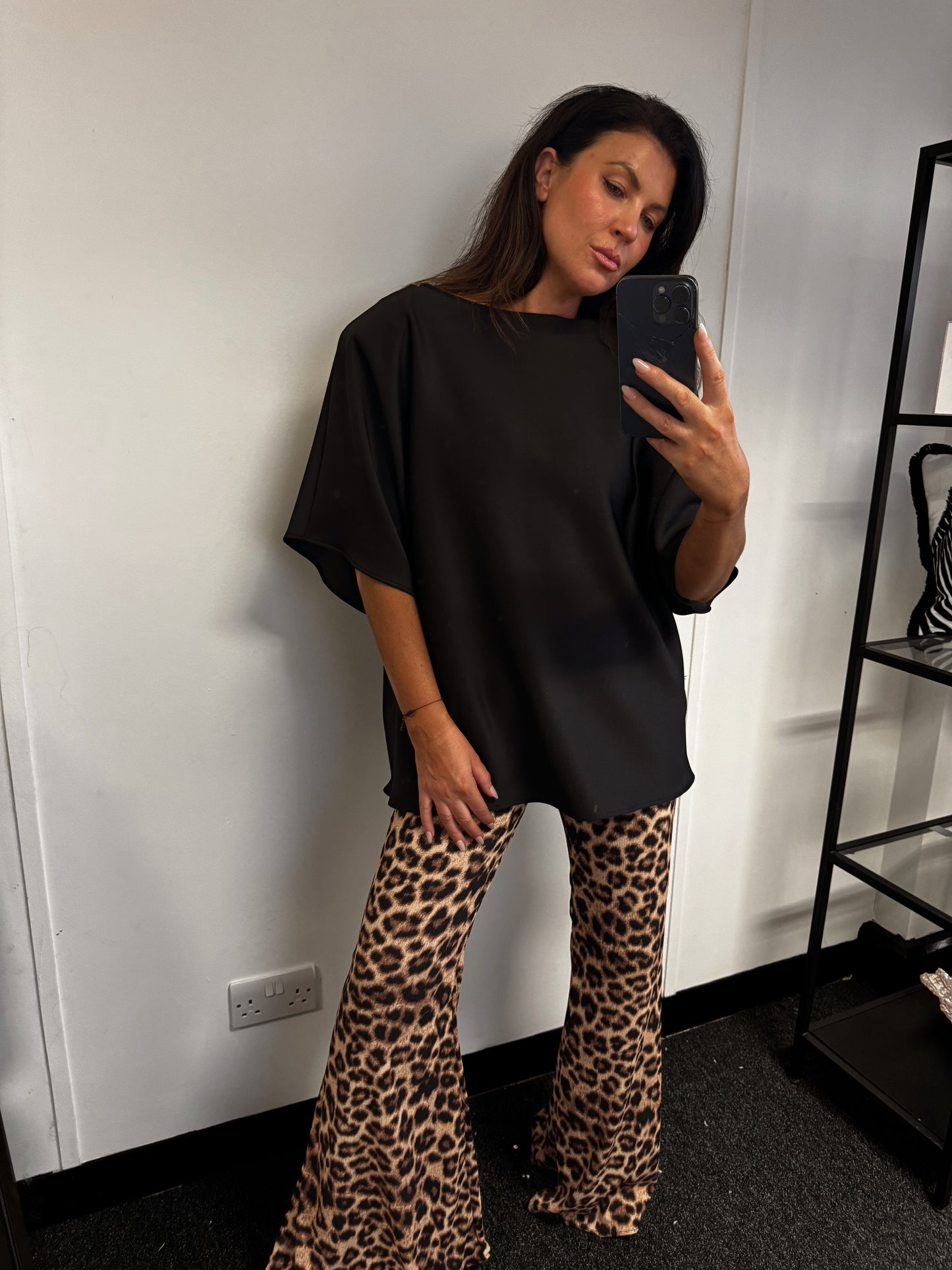 Brown Animal Print Stretch Flares