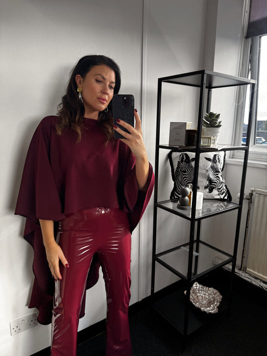 Berry PVC Skinny Flares