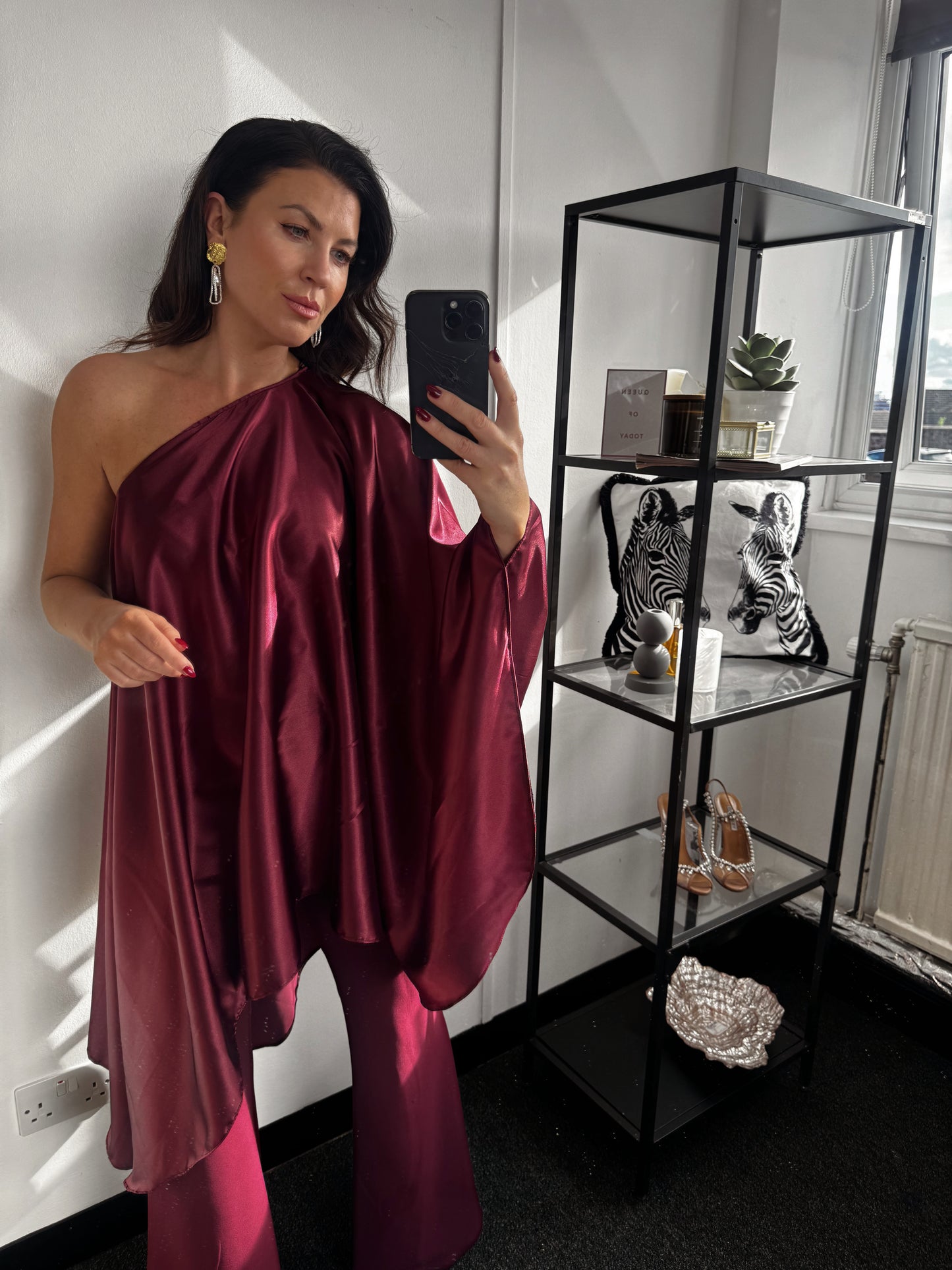 Wine Mini Drape Dress