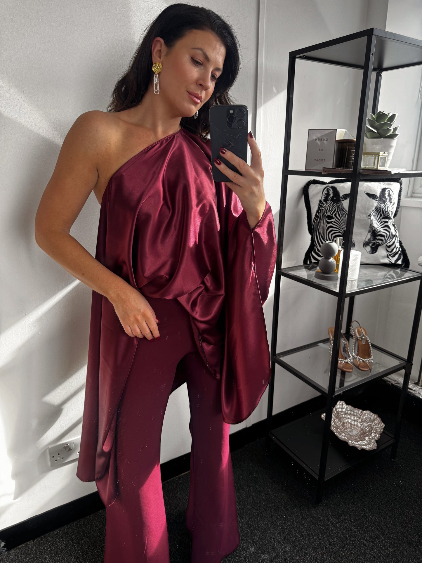 Wine Mini Drape Dress