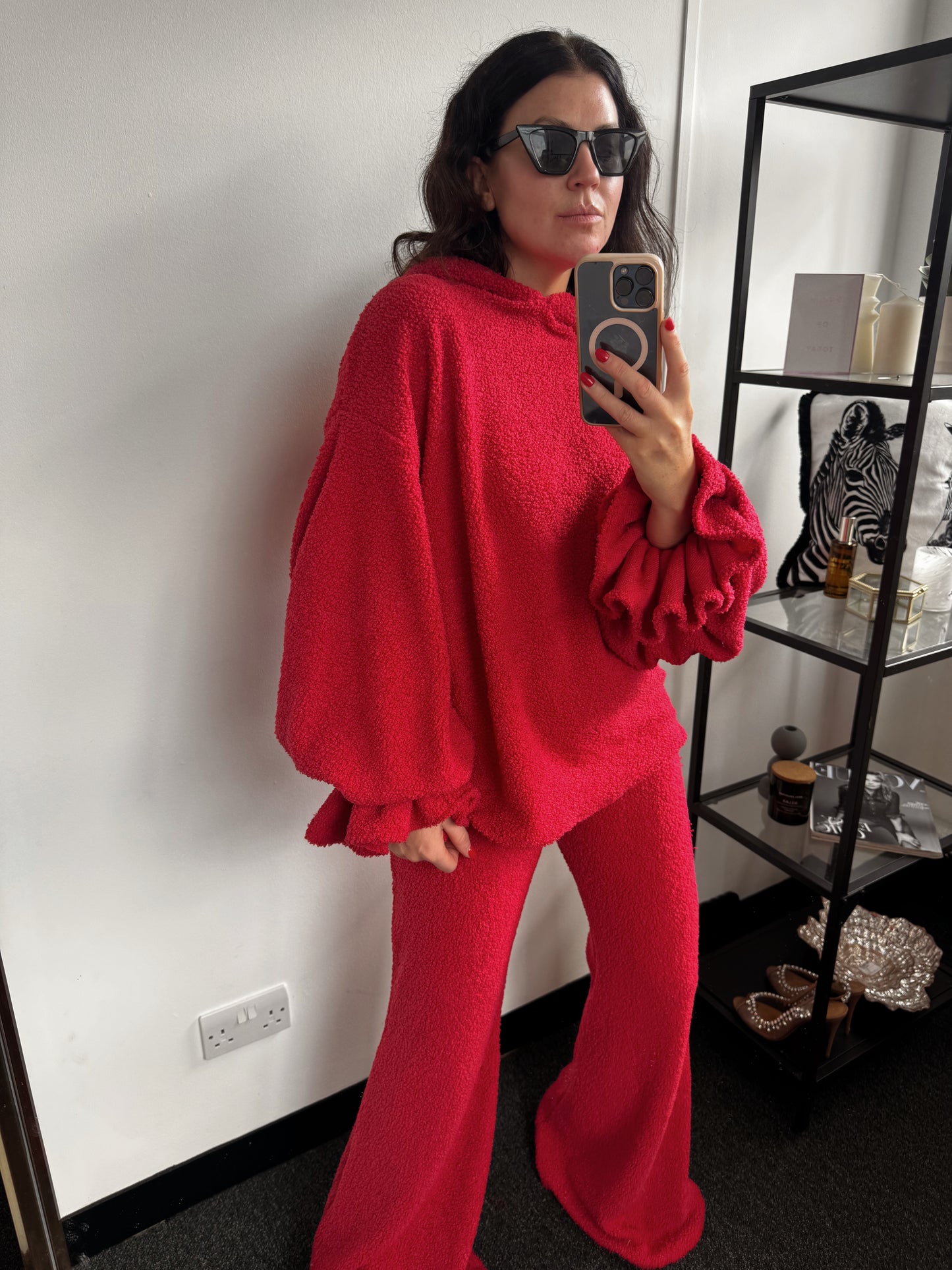 Red Maternity Teddy Mid Flares