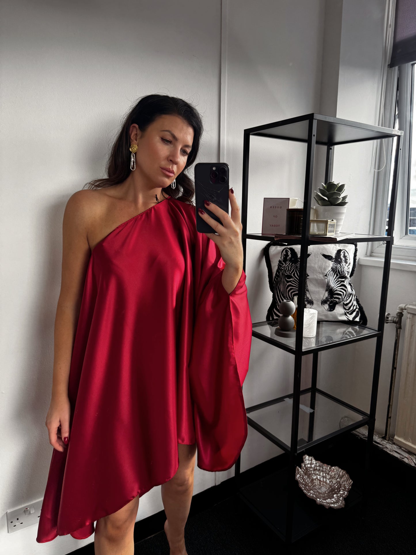 Red Mini Drape Dress/Top