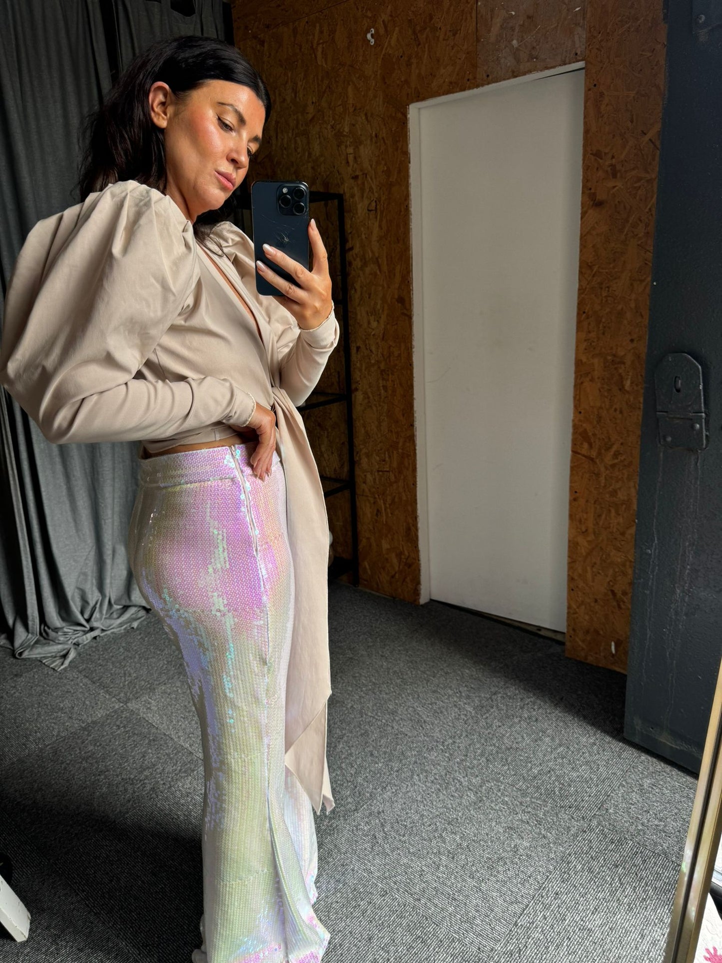 Iridescent Sequin Stretch Flares - SALE