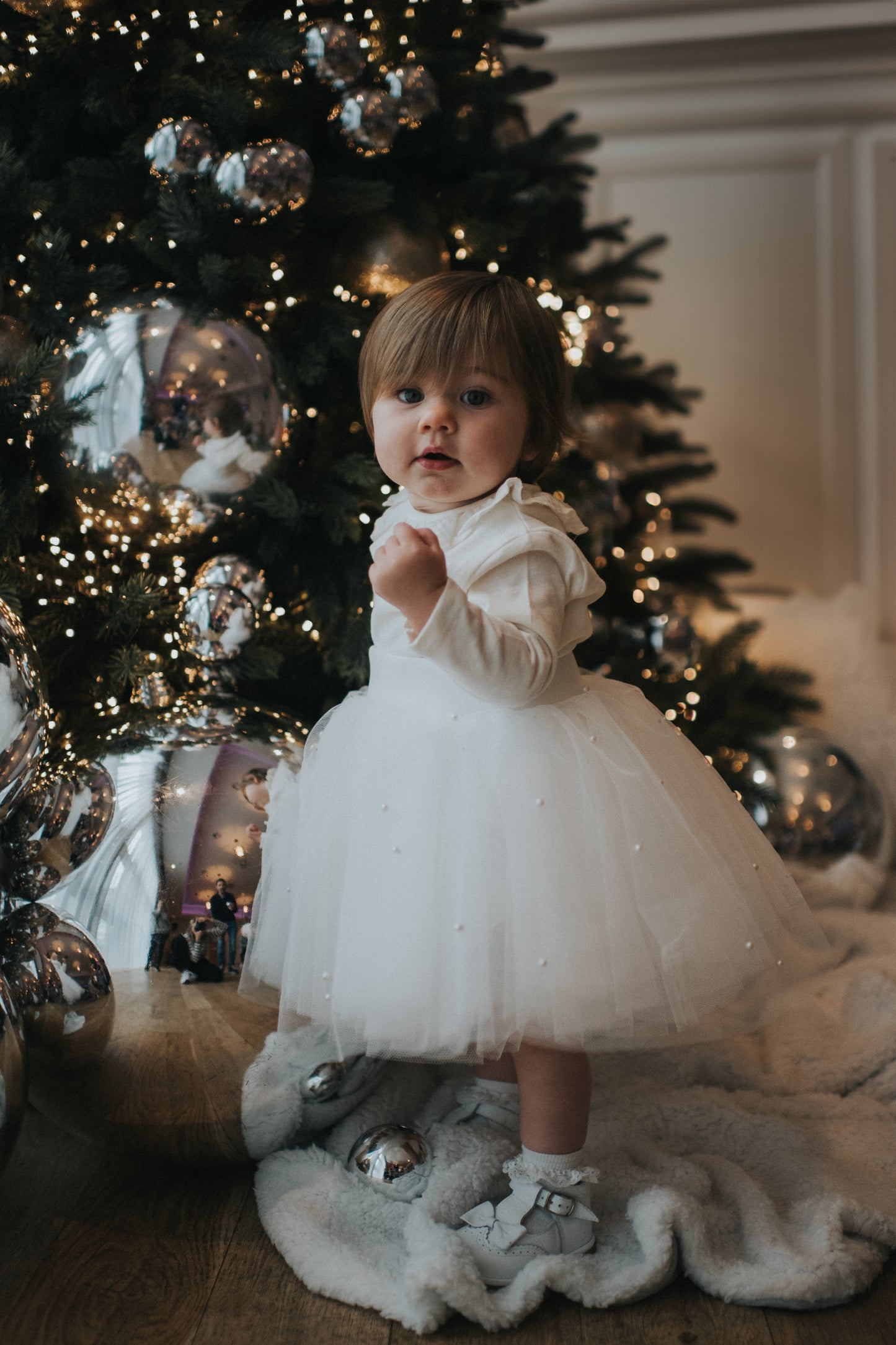 Ivory Pearl Tulle Kids Skirt - SALE