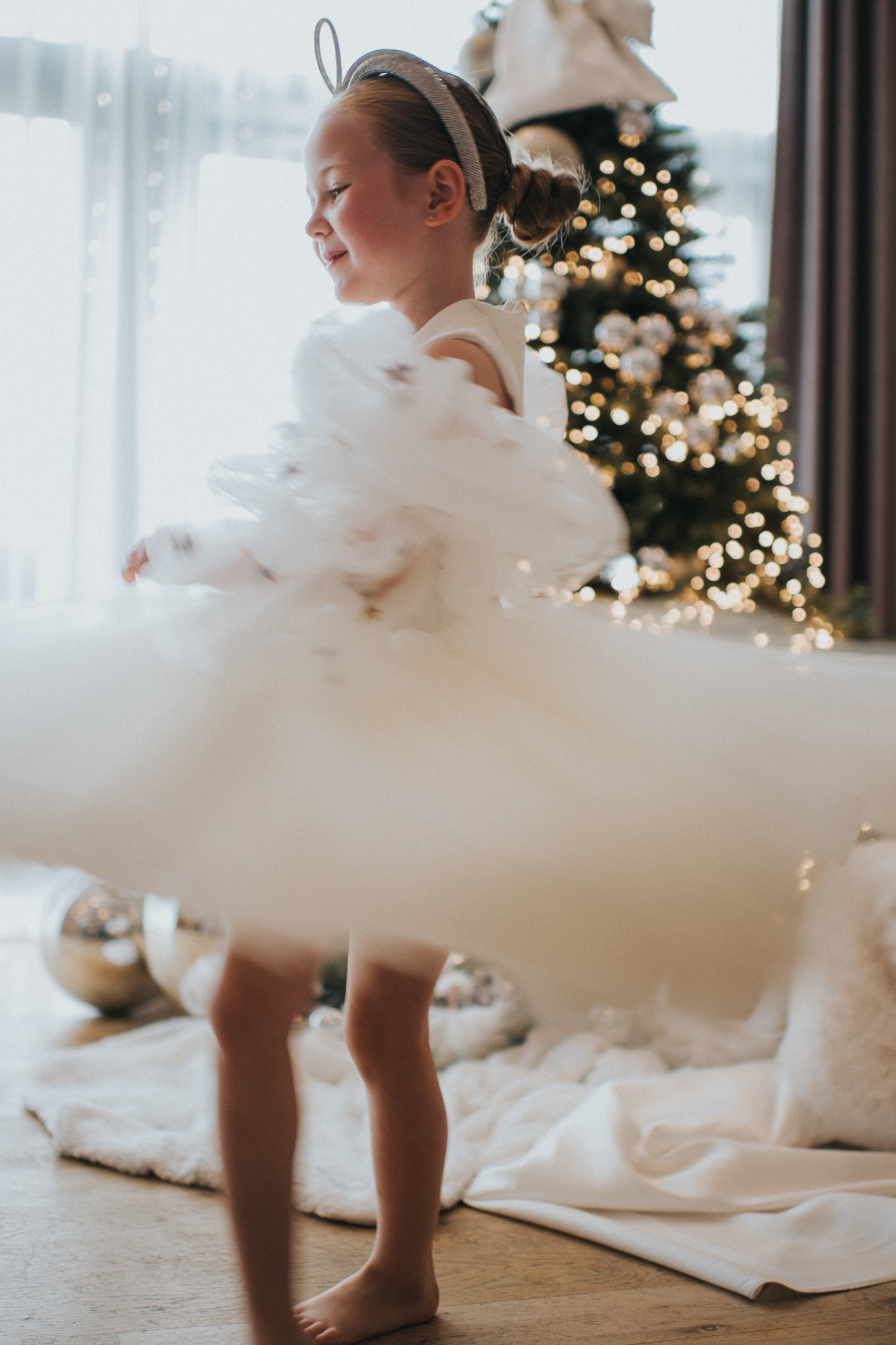 Dreamy Ivory Sequin Star Tulle Dress