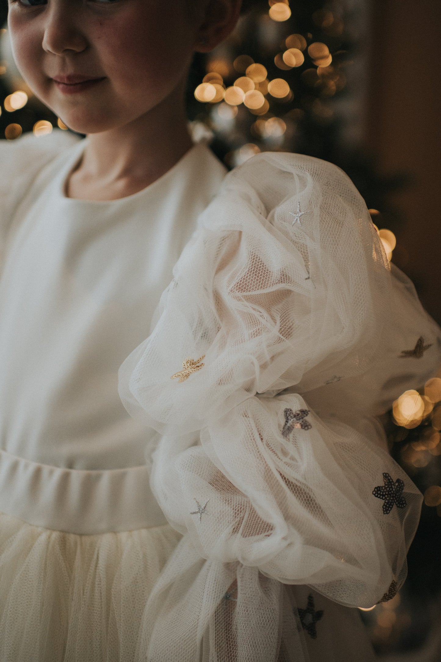 Dreamy Ivory Sequin Star Tulle Dress