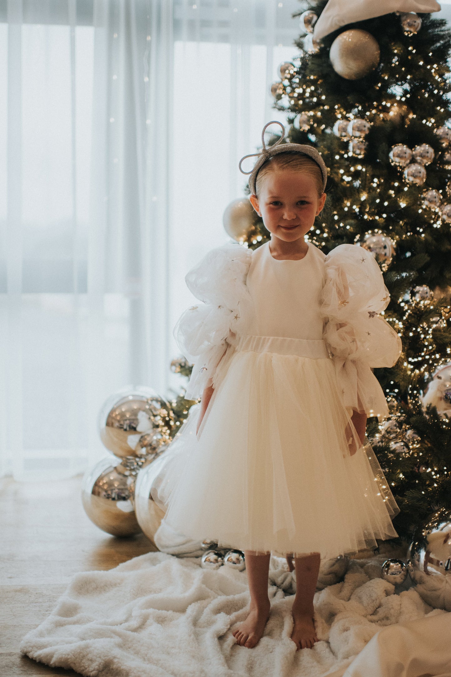 Dreamy Ivory Sequin Star Tulle Dress