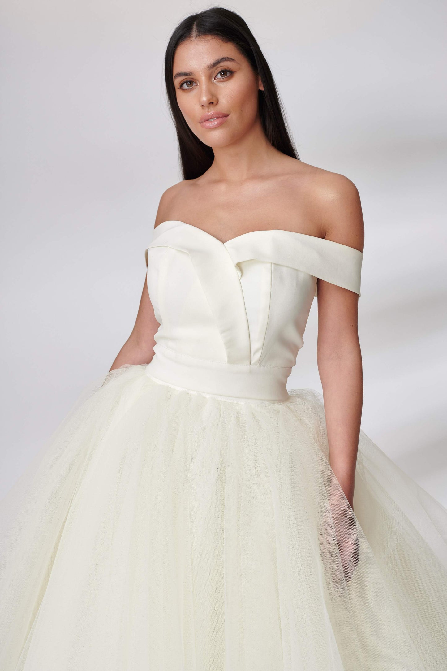 Ivory Skylla Full Length Tulle Dress