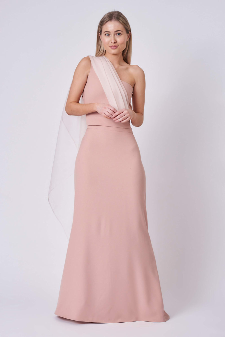 Dusty Pink Organza Draped Dress