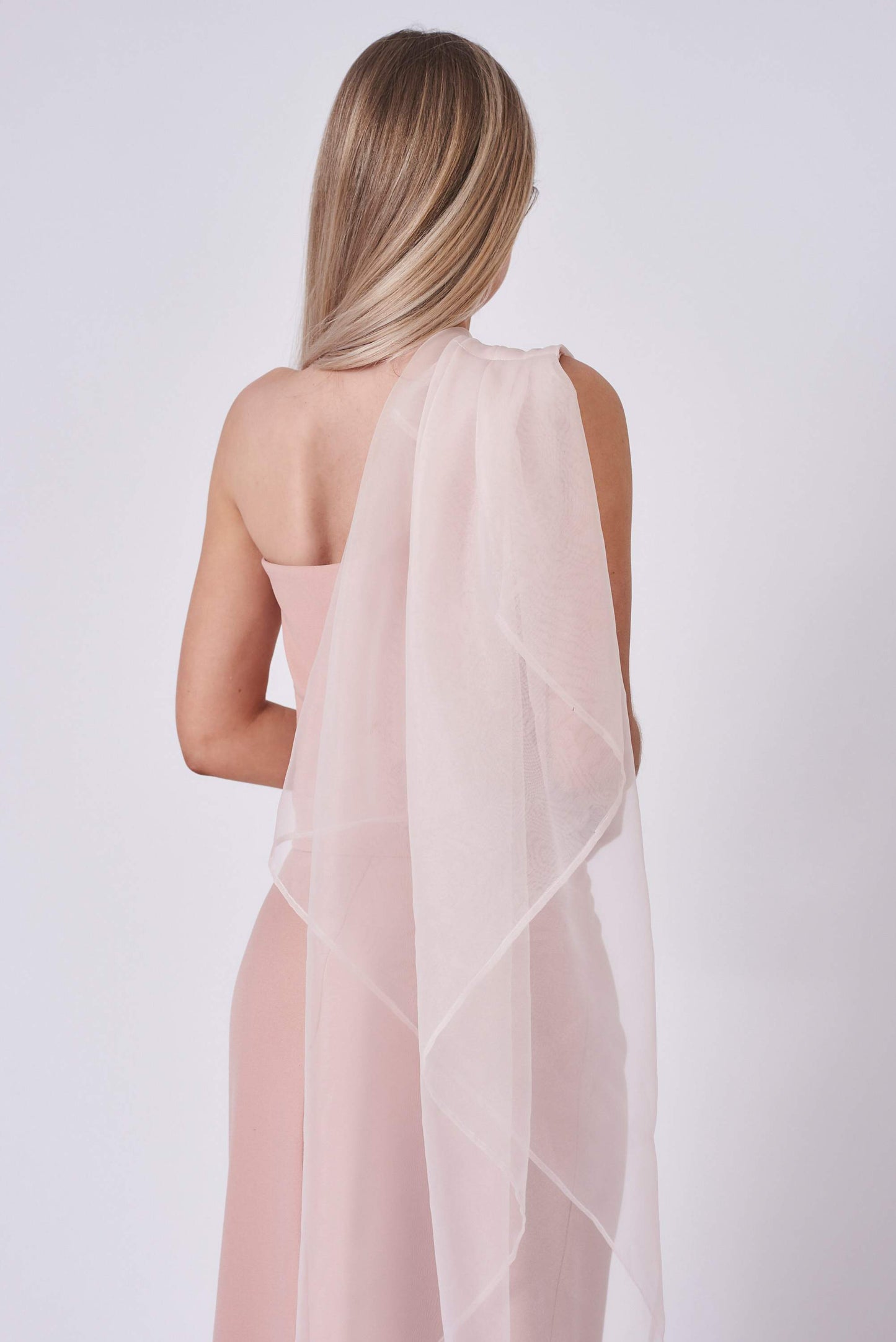 Dusty Pink Organza Draped Dress