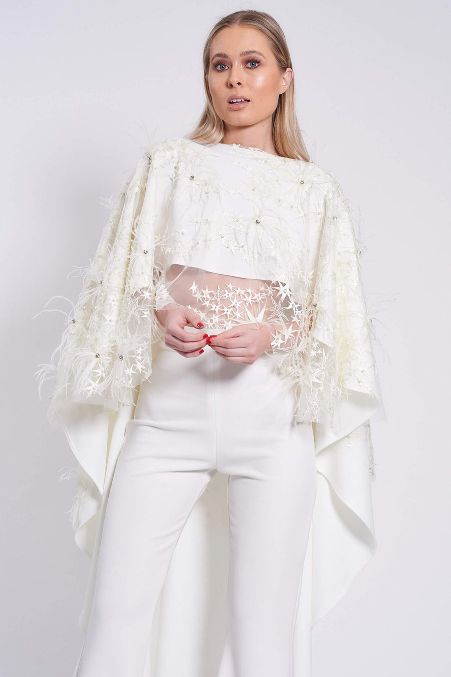 Ivory Lace Cropped Roxy Taba Top