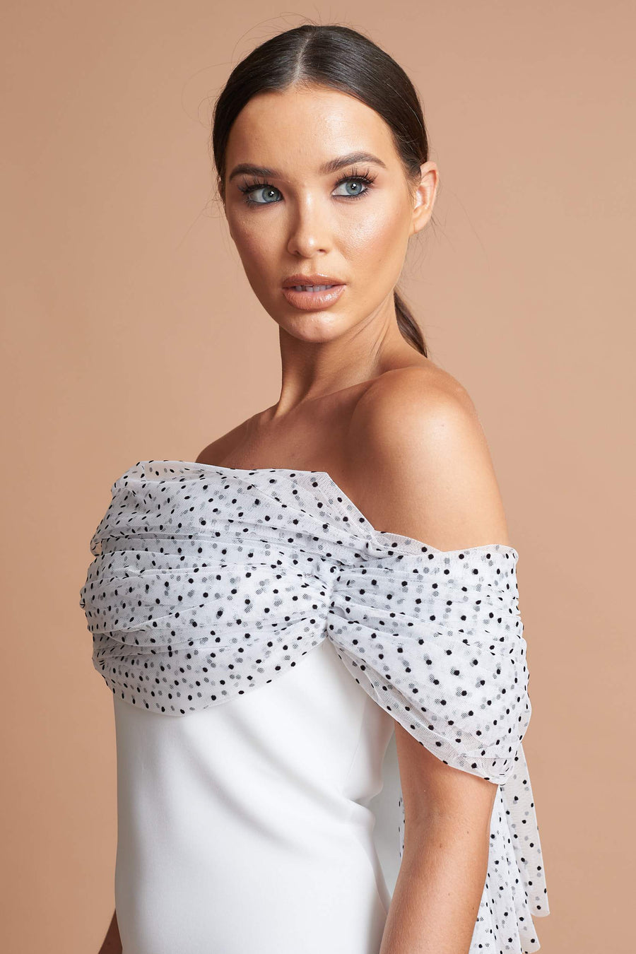 Polka Dot Off Shoulder Midi Dress