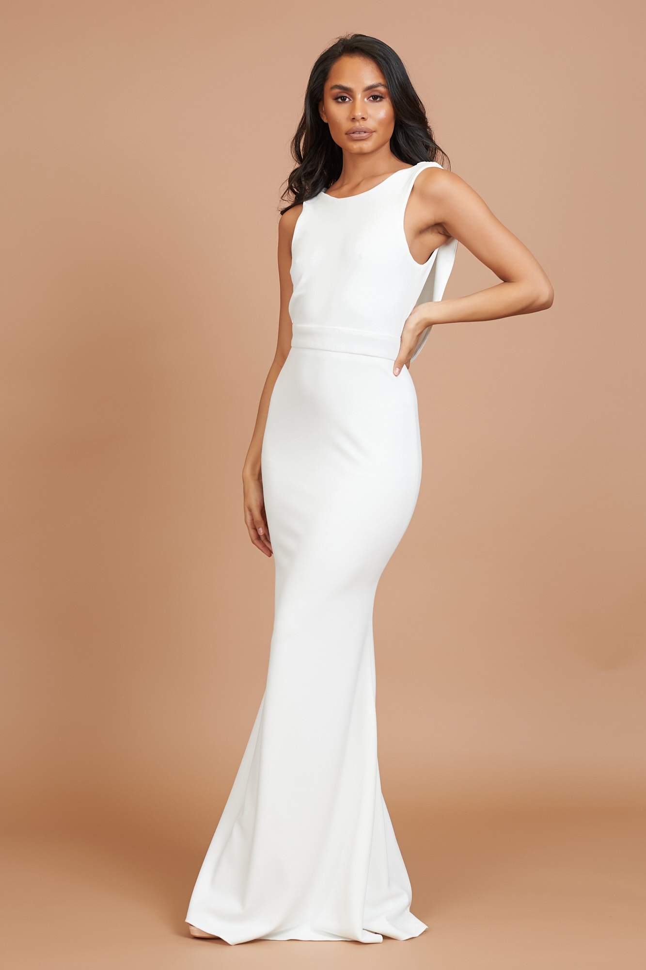 Ivory Cowl Neck Bridesmaid Dress