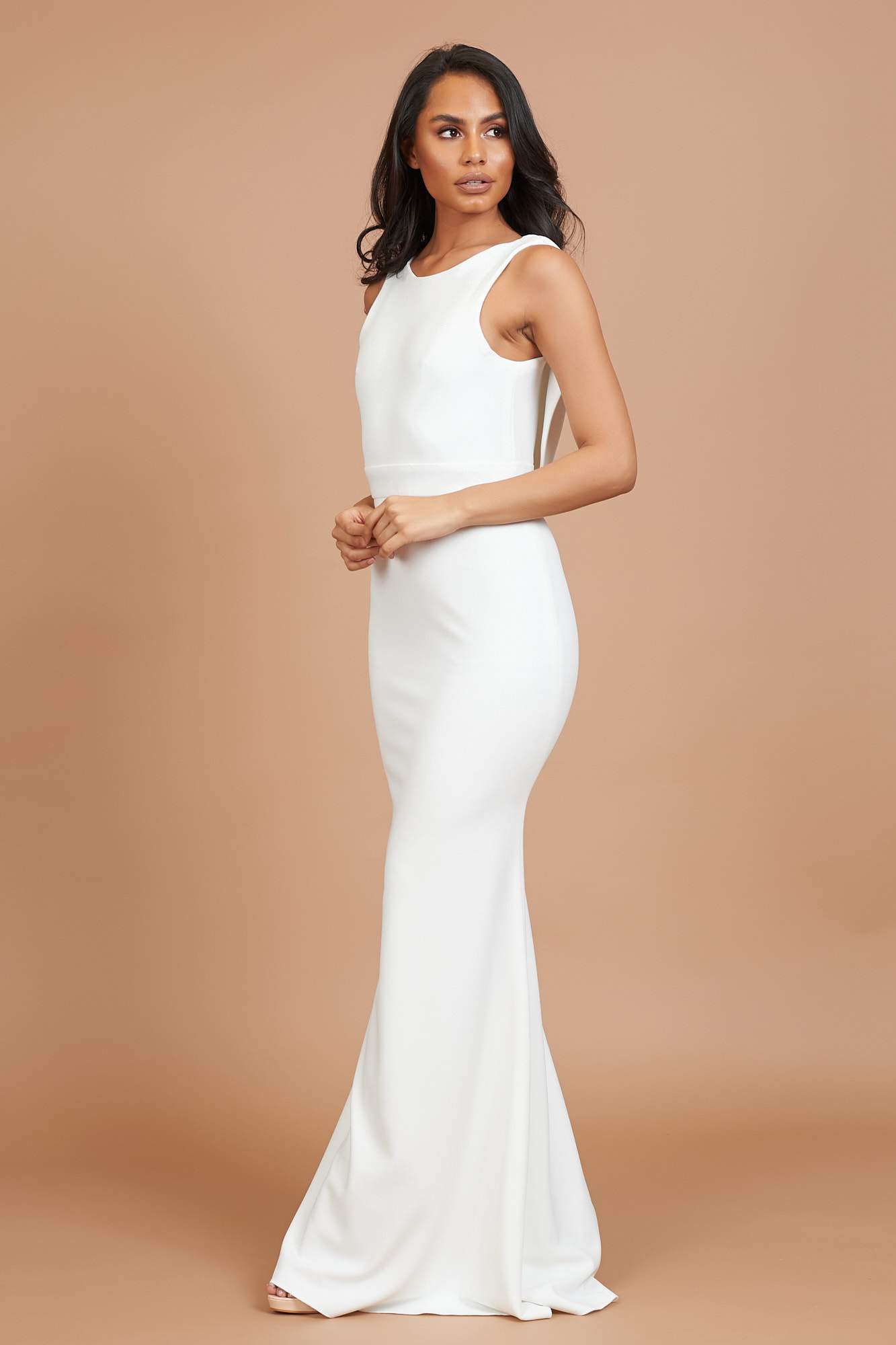 Ivory Cowl Neck Bridesmaid Dress