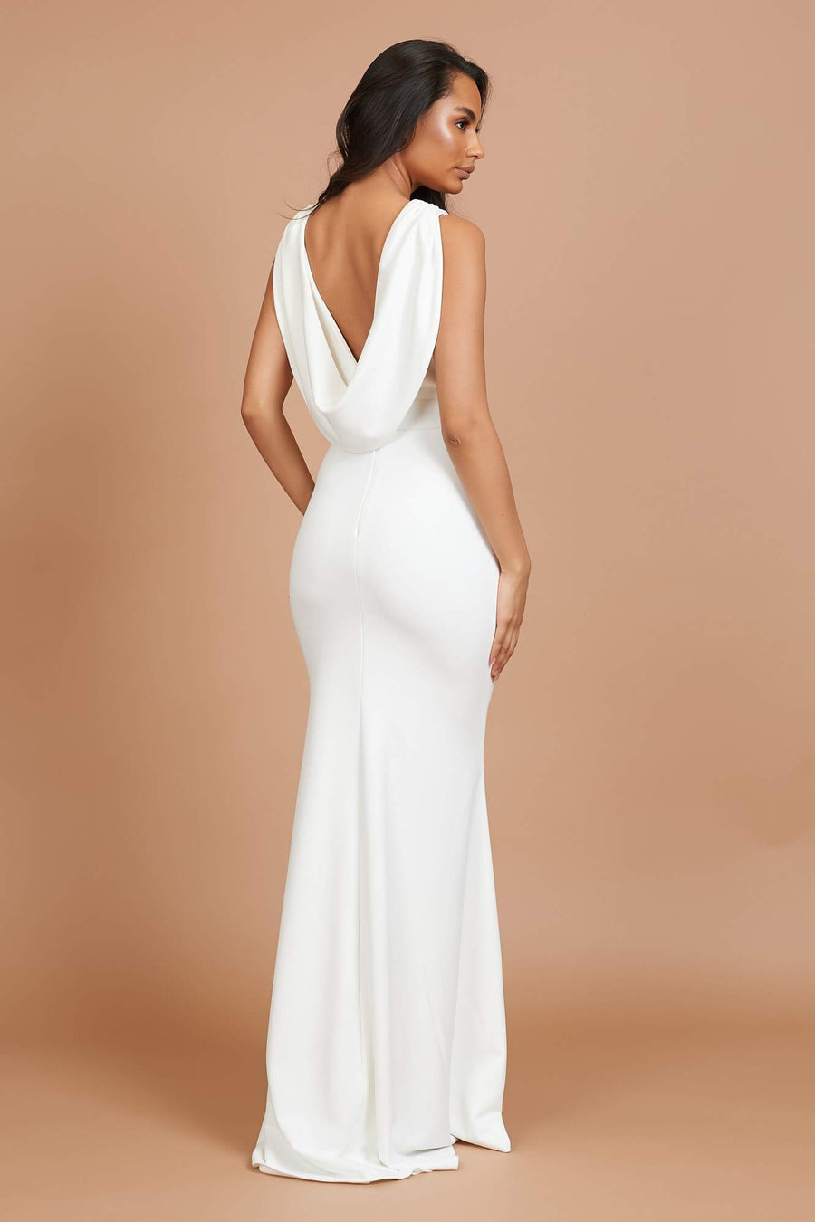 Ivory Cowl Neck Bridesmaid Dress