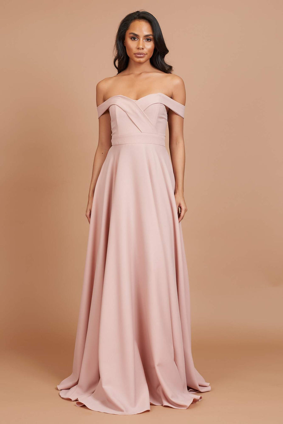 Dusty Pink Skylla Flared Bridesmaid Dress
