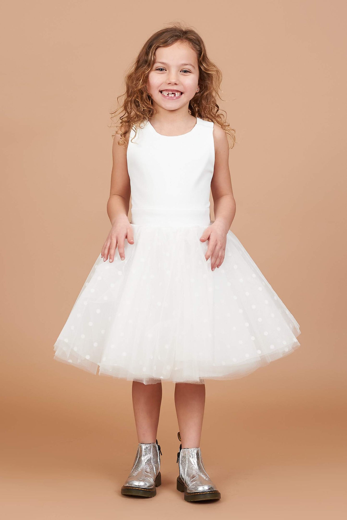 Lydia Ivory Polka Dot Tulle Dress