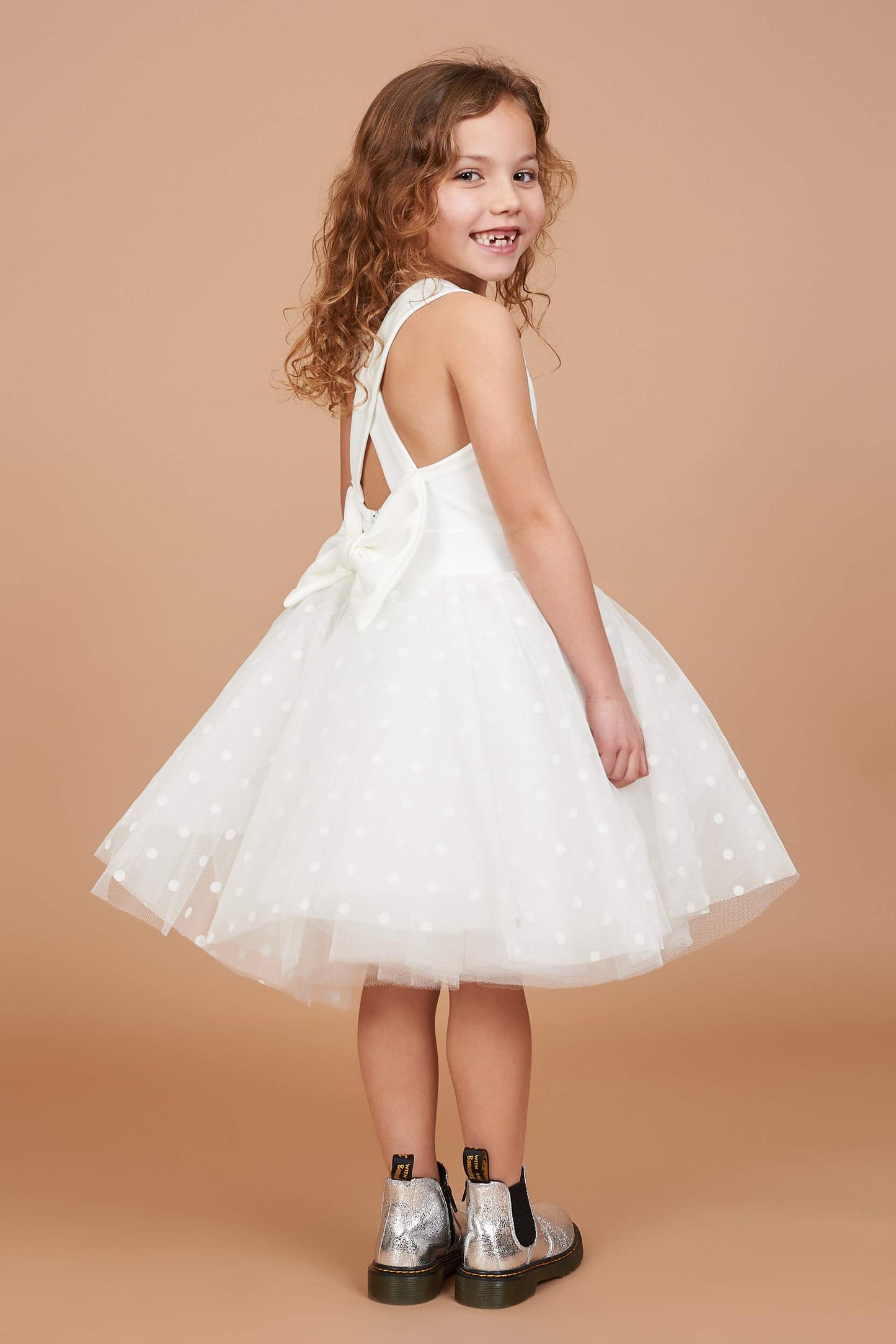 Lydia Ivory Polka Dot Tulle Dress