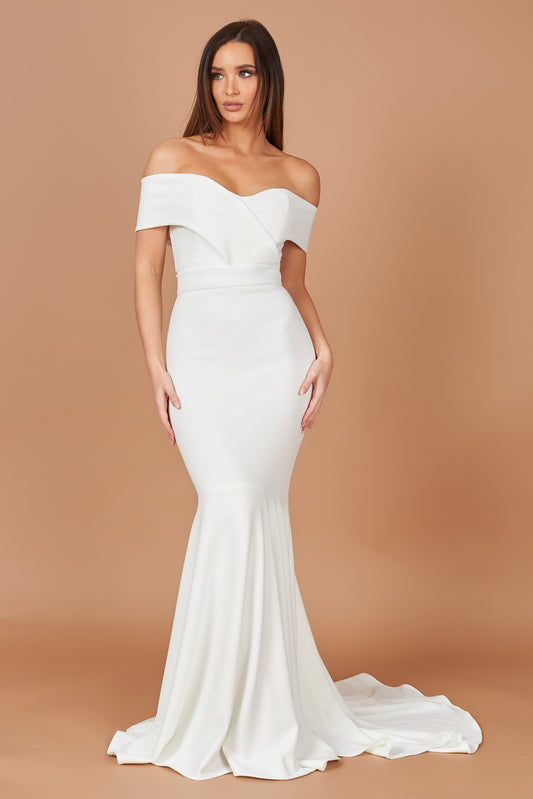 Ivory Stella Fluted Bridesmaid Dress