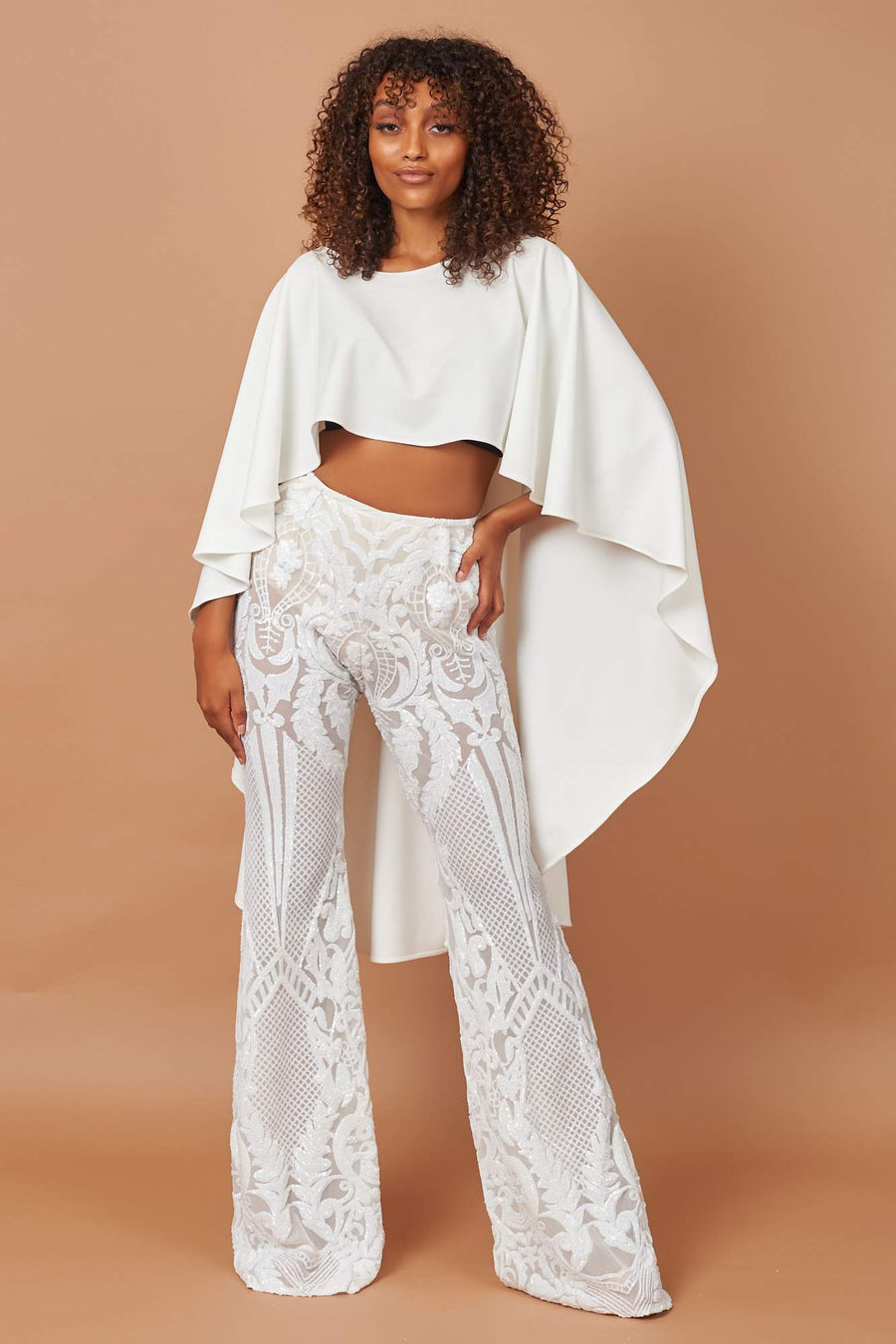 Ivory Cropped Roxy Taba Top